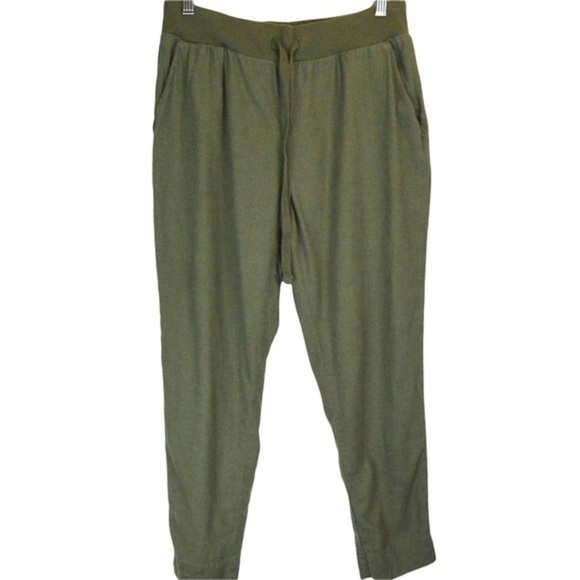 Lucky Brand Linen Blend Soft Knit Waistband Ankle Pants, Small - Moss Green - Picture 1 of 10